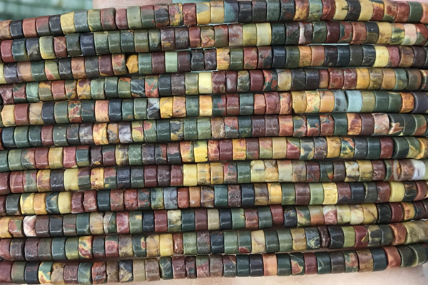 ROND50 15 inches 2*4mm heishi picasso jasper gemstone beads