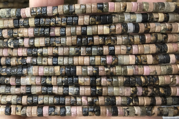 ROND54 15 inches 2*4mm heishi rhodonite gemstone beads