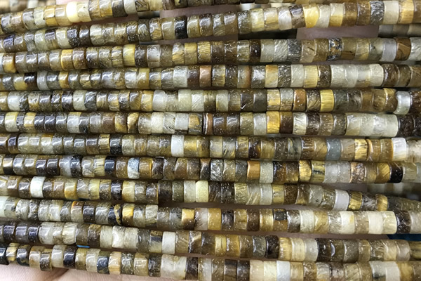 ROND80 15 inches 2*4mm heishi yellow tiger eye gemstone beads