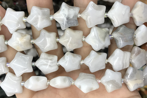 STAR04 15 inches 16mm star white crazy lace agate beads