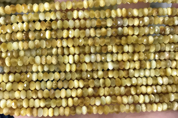 TIGE09 15 inches 2*4mm faceted rondelle golden tiger eye beads