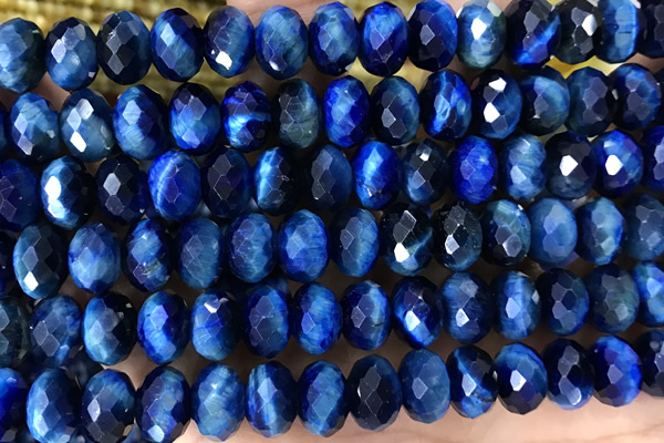 TIGE20 15 inches 6*10mm faceted rondelle blue tiger eye beads