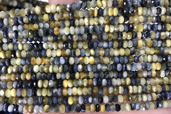 TIGE21 15 inches 2*4mm faceted rondelle golden & blue tiger eye beads