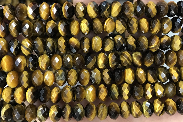 TIGE25 15 inches 5*8mm faceted rondelle yellow  tiger eye beads