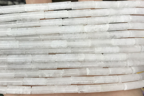 TUBE02 15 inches 4*13mm tube white jade gemstone beads