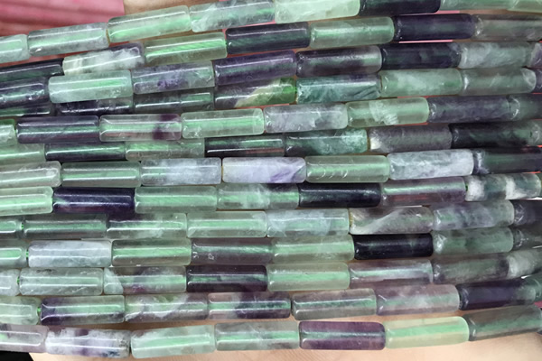 TUBE08 15 inches 4*13mm tube fluorite gemstone beads