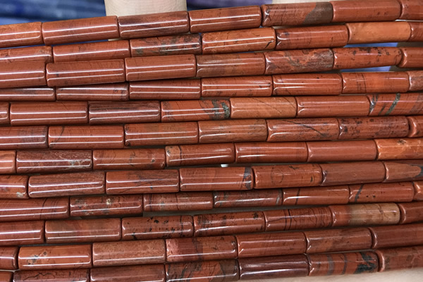 TUBE39 15 inches 4*13mm tube red jasper gemstone beads