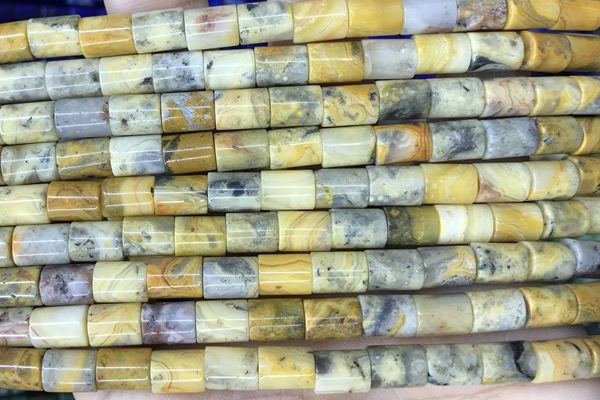 TUBE55 15 inches 6*8mm tube yellow crazy lace agate gemstone beads