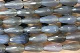 AGAT264 15 inches 10*20mm faceted teardrop grey agate beads