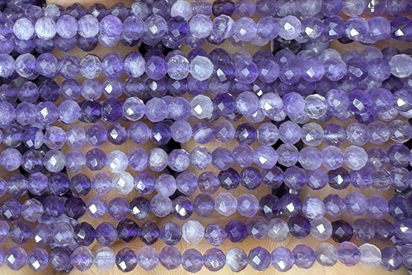 AMET15 15 inches 4mm faceted round natural amethyst beads