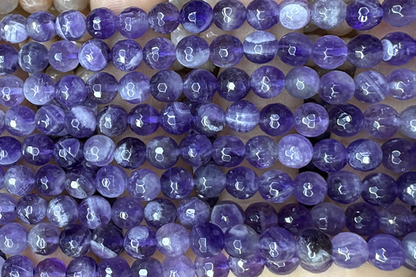 AMET16 15 inches 6mm faceted round natural amethyst beads