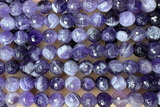 AMET17 15 inches 8mm faceted round natural amethyst beads