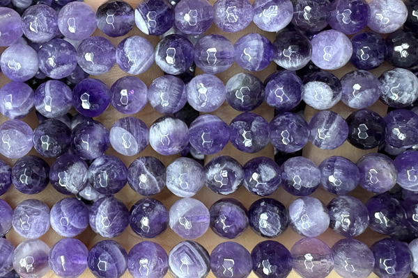 AMET17 15 inches 8mm faceted round natural amethyst beads