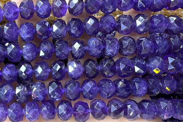 AMET27 15 inches 8*10mm faceted rondelle natural amethyst beads