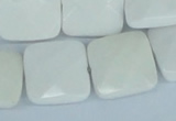 CAA06 15.5 inches 18*18mm faceted square white agate gemstone beads