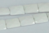 CAA07 15.5 inches 10*14mm faceted rectangle white agate gemstone beads