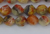 CAA1015 15.5 inches 8mm faceted nuggets red crazy lace agate beads