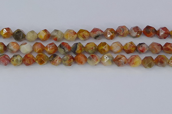 CAA1017 15.5 inches 12mm faceted nuggets red crazy lace agate beads