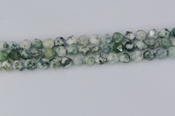 CAA1022 15.5 inches 10mm faceted nuggets tree agate beads