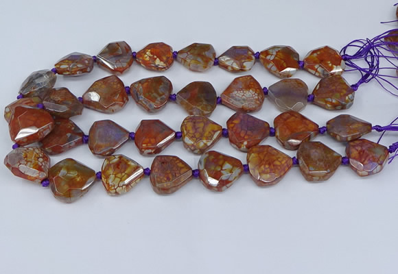 CAA1135 18*20mm - 25*35mm faceted freeform dragon veins agate beads