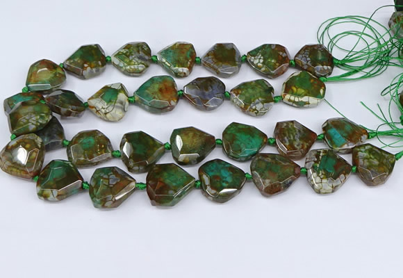 CAA1139 18*20mm - 25*35mm faceted freeform dragon veins agate beads