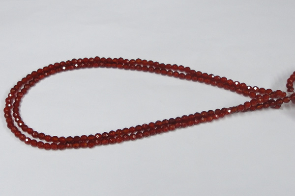 CAA117 15.5 inches 4mm faceted round red agate gemstone beads