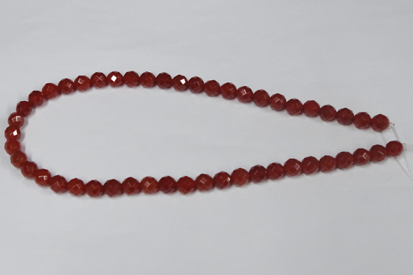 CAA118 15.5 inches 8mm faceted round red agate gemstone beads