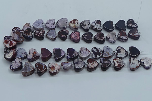 CAA1187 15.5 inches 16mm - 18mm heart dragon veins agate beads