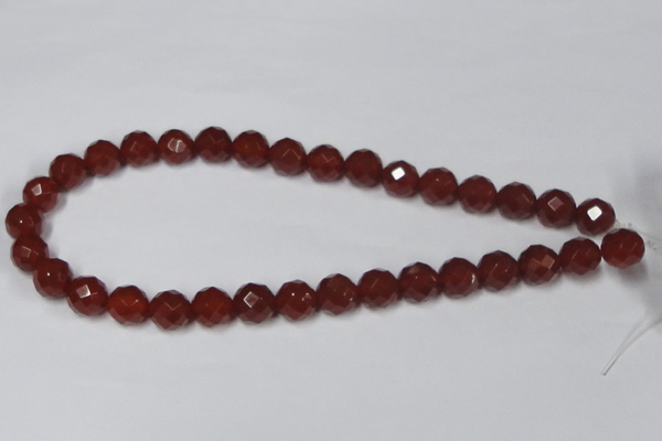 CAA119 15.5 inches 12mm faceted round red agate gemstone beads