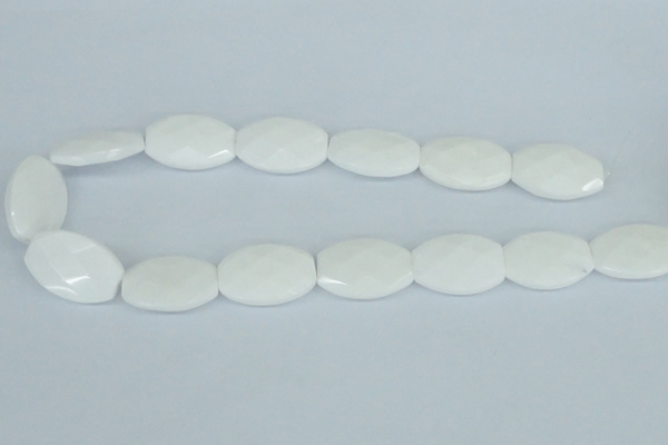 CAA12 15.5 inches 20*30mm faceted oval white agate gemstone beads