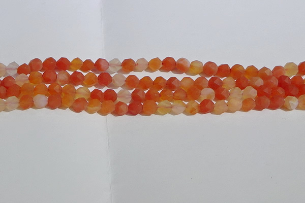CAA1236 15.5 inches 6mm faceted nuggets matte red agate beads