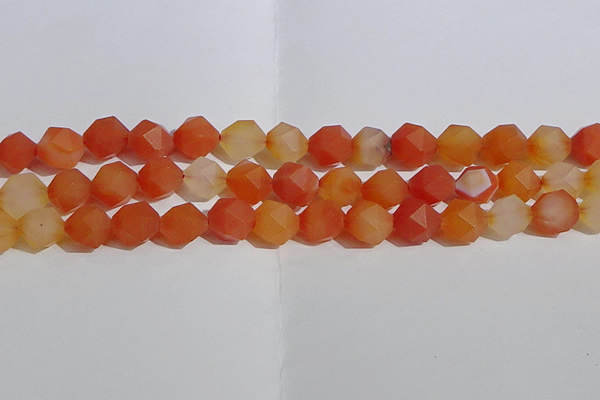 CAA1239 15.5 inches 12mm faceted nuggets matte red agate beads