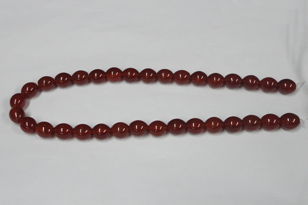 CAA130 15.5 inches 10*12mm egg-shaped red agate gemstone beads