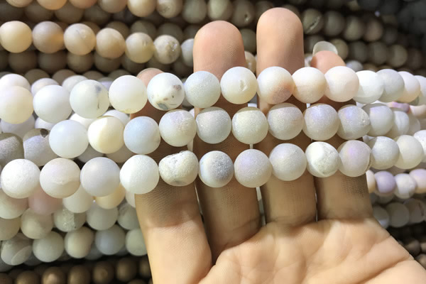 CAA1311 15.5 inches 10mm round matte plated druzy agate beads