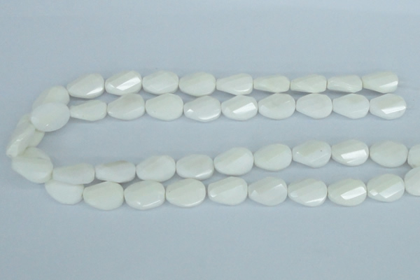 CAA14 15.5 inches 13*18mm faceted & twisted oval white agate beads