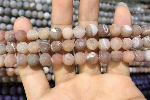 CAA1403 15.5 inches 8mm round matte druzy agate beads