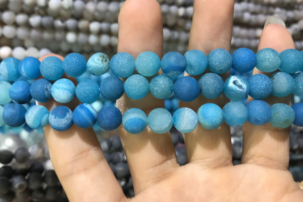 CAA1408 15.5 inches 8mm round matte druzy agate beads