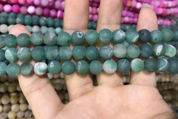 CAA1409 15.5 inches 8mm round matte druzy agate beads