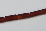 CAA141 15.5 inches 6*12mm faceted column red agate gemstone beads