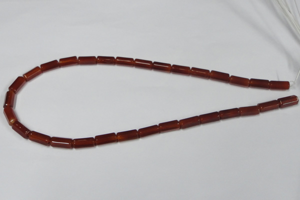 CAA141 15.5 inches 6*12mm faceted column red agate gemstone beads