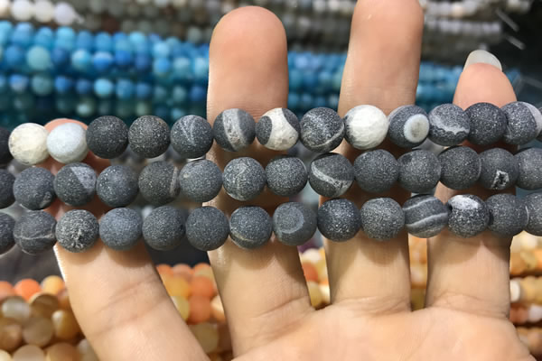 CAA1410 15.5 inches 8mm round matte druzy agate beads
