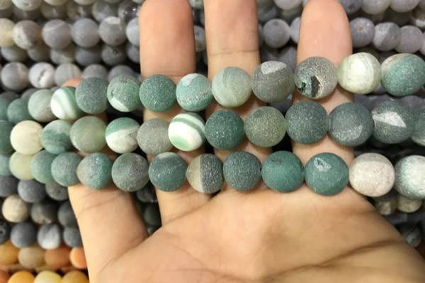 CAA1424 15.5 inches 10mm round matte druzy agate beads