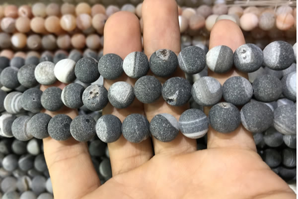 CAA1425 15.5 inches 10mm round matte druzy agate beads