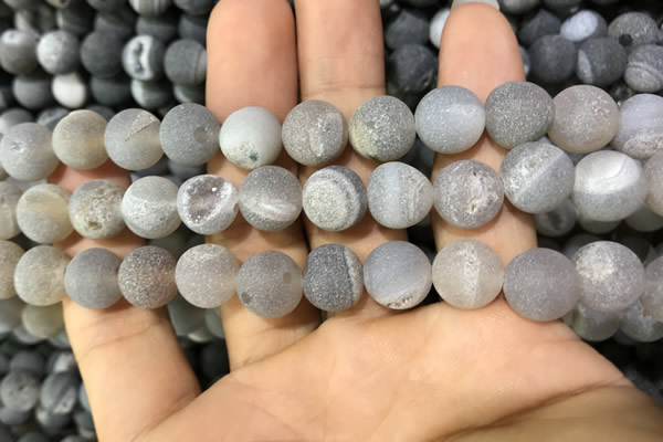 CAA1432 15.5 inches 12mm round matte druzy agate beads