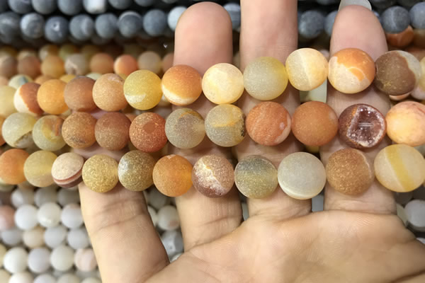 CAA1434 15.5 inches 12mm round matte druzy agate beads