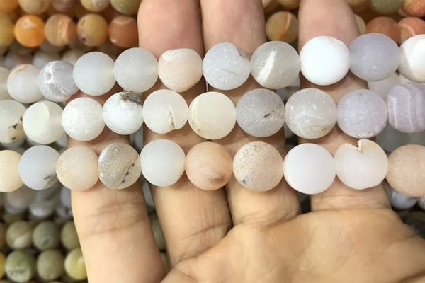 CAA1446 15.5 inches 14mm round matte druzy agate beads