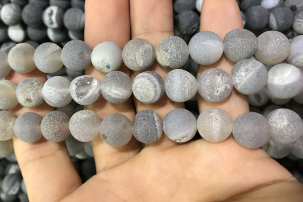 CAA1447 15.5 inches 14mm round matte druzy agate beads