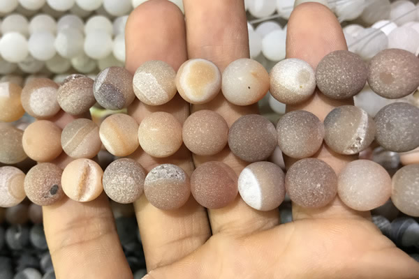 CAA1448 15.5 inches 14mm round matte druzy agate beads