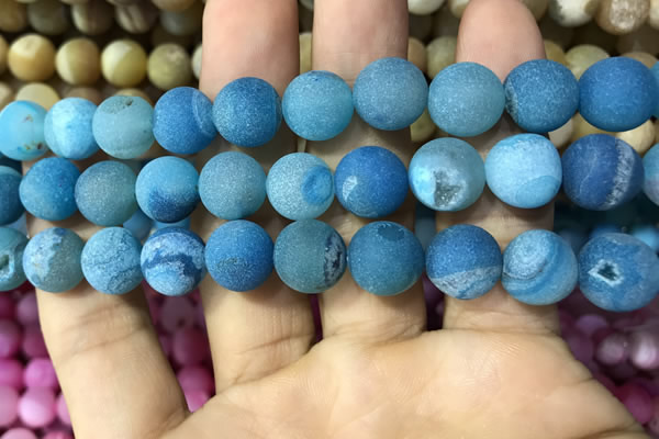CAA1453 15.5 inches 14mm round matte druzy agate beads