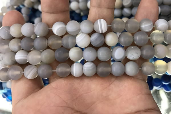 CAA1471 15.5 inches 8mm round matte banded agate beads wholesale